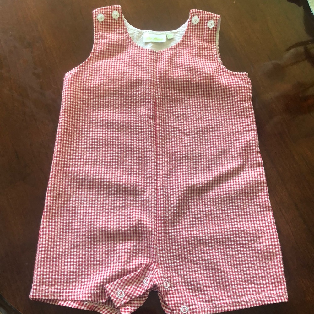 Red and White Gingham Romper